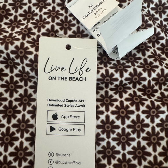 Cupshe x Joelle fletcher Brown and White Geometric onesie Swimsuit - Picture 4 of 7